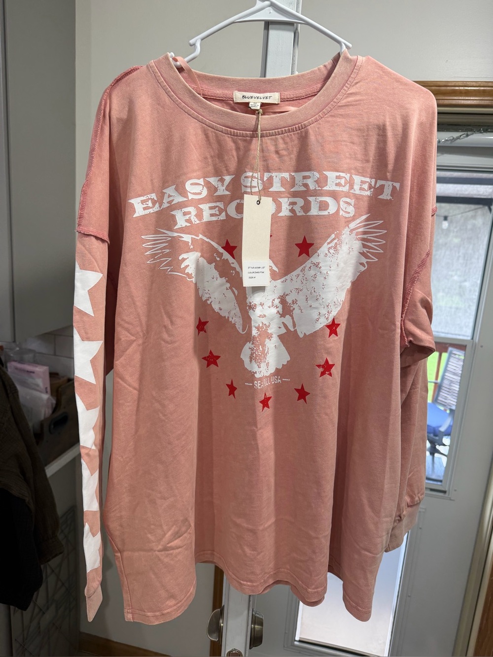Blue velvet  NYC Easy Street Records Long Sleeve Tee - Dusty Rose